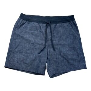 Talbots Shorts Womens 6P Blue Chambray Cotton Drawstring Pull On Casual Petite